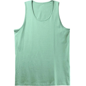 เสื้อกล้ามผู้ชายสีพื้น ผ้าฝ้าย คอกลม สไตล์ลำลอง ทรงเข้ารูป สีเขียวอ่อน ผ้าถัก ระบายอากาศ เหมาะกับกิจกรรมกลางแจ้ง ปรับแต่งขนาดได้ - Product Image 2