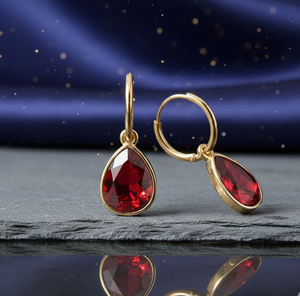 ต่างหูทรงลูกแพร์ประดับโกเมนไฮโดร ยาว 5 นิ้ว ต่างหูแบบโดดเด่น เงินแท้ 925 ชุบทอง 18K เครื่องประดับงานแต่งงาน ราคาขายส่ง - Product Image 1