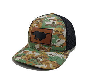 หมวกแก๊ปทรงทรัคเกอร์ลายพราง ปะหนัง 6 แผง ปีกโค้ง ทรงแข็ง ปรับขนาดได้ แบรนด์โปรโมชั่น เวียดนาม - Product Image 4