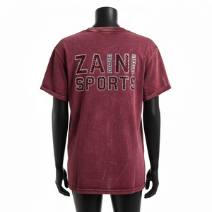 T-shirt femme délavé à l'acide en coton jersey premium GSM, toucher doux, impression strass thermocollée, logo personnalisé - Product Image 2