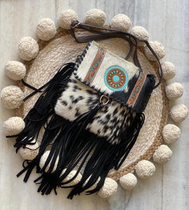 กระเป๋าหนังวัวมีพู่ห้อยสำหรับผู้หญิงกระเป๋าถือหนังแกะสไตล์โบฮีเมียน - Product Image 3