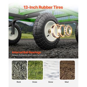 Carrello da Giardino in Acciaio Resistente da 1200 Libbre, Rimorchiabile 2-in-1, Carro Utilitario in Metallo per Esterni, Rimorchio da 13 Iarde per Campeggio - Product Image 5