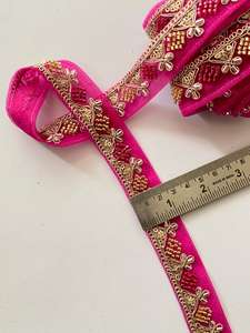 Fournisseur Indien Nouveau Design Dentelle Broderie 100% Polyester Perles 25mm Doux pour Robes - Product Image 6