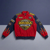 Veste de course automobile personnalisée haut de gamme entièrement brodée pour homme, en coton, style bomber pour moto, service OEM ODM haut de gamme