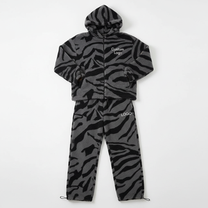 Men Fleece Tracksuit Set Custom Logo Hooded <b>Sweatshirt</b> Jogger Set Winter Warm Streetwear 2 Piece Warm Tracksuit - Product Image 4