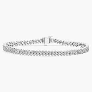 Lab Grown Diamond Round Brilliant Cut Chevron Tennis <b>Bracelet</b> in White Gold Luxury Style - Product Image 1
