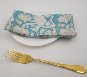 Serviettes de table indiennes artisanales en coton 100% imprimées à la main, serviettes de dîner imprimées à la main, linge de table écologique pour mariage - Product Image 1