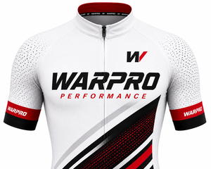 Warpro Cycling Jersey Men's Short Sleeve White Black Red Performance Breathable <b>Polyester</b> Sublimation Print Adult Size M - Product Image 4