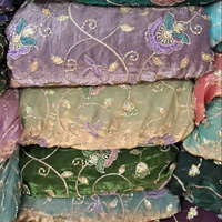 Tissu Fendy non tissé brodé, doux au toucher, respirant, anti-statique, anti-duvet, poids moyen 150 GSM, motif floral, accessoires pour filles