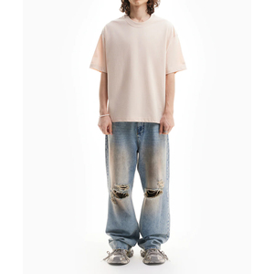 เสื้อยืดโอเวอร์ไซส์ทรงบ็อกซี่พรีเมียมสำหรับผู้ชาย ผ้าคอตตอนหนา 100% สตรีทแวร์ เรียบง่าย ไม่มีลาย สกรีนโลโก้ พิมพ์ลายพัฟฟ์ได้ - Product Image 3