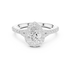 Lab Created Pear Shaped Diamond 1 Carat Solid Gold <b>Ring</b> E Color Grade IGI Certified Frame Surround Accent unisex Band - Product Image 3