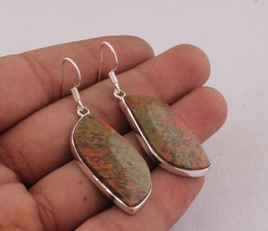 Handmade Jasper <b>Earrings</b> 925 <b>Sterling</b> <b>Silver</b> Vintage Bohemian Style Natural Stone <b>Dangle</b> <b>Earrings</b> 2026 Trending Unique Pattern - Product Image 2