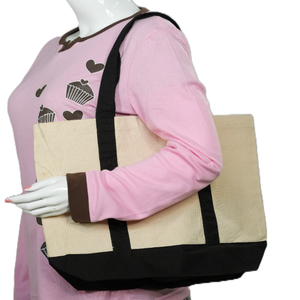 Bolsa de Mano de Lona 100% Algodón de Gran Capacidad para Mujer, Bolsa de Hombro Reutilizable Ecológica para Compras en el Supermercado y Viajes - Product Image 1