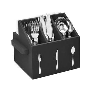 Portautensilios Negro con Tres Compartimentos para Cuchara, Tenedor y Cuchillo, Organizador de Mesa de Comedor, Almacenamiento para Encimera de Cocina, de la India - Product Image 1