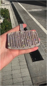 Colgante de Letra con Moissanita Brillante, Plata de Ley 925, Letra Inicial con Incrustaciones de Moissanita, Estilo Hiphop, Personalizado - Product Image 5