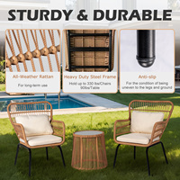 Ensemble de bistrot extérieur au design moderne de haute qualité, ensemble de canapés de jardin en rotin avec chaises en rotin PE pour cour et villa