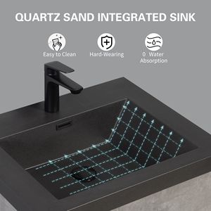 Mobile bagno moderno sospeso da 60 pollici con doppio lavabo in quarzo nero e mobiletto contenitore a parete - Product Image 5