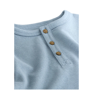 T-shirt à manches courtes pour homme, bleu clair, col rond, 100% coton, coupe classique, couleur unie, tricoté - Product Image 5