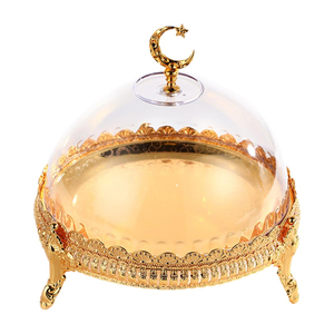 Unique Golden Brass <b>Cake</b> Platter With Glass Dome <b>Cover</b> Round Dessert Display <b>Stand</b> For Birthday Wedding Parties Supply - Product Image 3