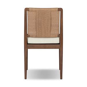 Chaise de salle à manger en noyer de style mid-century, fauteuil rembourré en velours marron avec pieds en bois et corde tressée pour la maison - Product Image 6