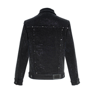 Nouvelle conception de veste en jean à col rabattu avec strass, veste en jean personnalisée de haute qualité pour hommes, légère, pour l'extérieur - Product Image 2