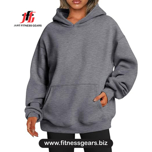 Sudadera con Capucha Extra Grande para Mujer, Mezcla de Algodón y Felpa, Color Sólido, Manga Larga, Transpirable, para Otoño - Product Image 1