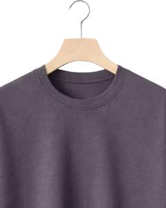 Camiseta Oversize Personalizada Morado Carbón para Hombre, con Dobladillo Curvo, Hombro Caído, Cuello Redondo, Algodón Liso, Estilo Urbano, Verano - Product Image 5