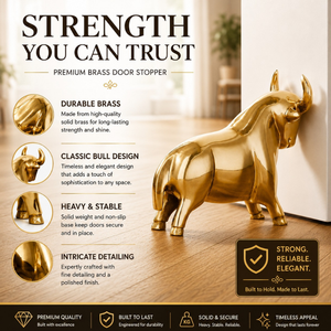 Luxury Bull Brass <b>Door</b> Stopper Heavy Duty Decorative Floor <b>Standing</b> <b>Door</b> Holder Home Office Hotel Hardware Accent Decor Gold - Product Image 5