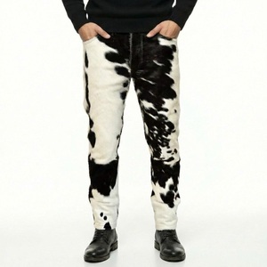 Pantalon en cuir de vache véritable avec fourrure pour homme, style streetwear, vêtements de cowboy western - Product Image 6