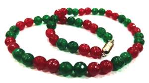 Natural <b>Ruby</b> Emerald Jade Rectangle Faceted 6mm Stone Beads <b>Necklace</b> Magnetic Clasp Multi Color - Product Image 1
