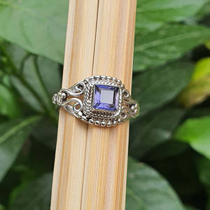 Nouveau Designer Square Iolite Gemstone Original 925 Sterling Silver Designer Boho Vintage Anneaux Vérifié En Gros Bijoux Fourniture - Product Image 5
