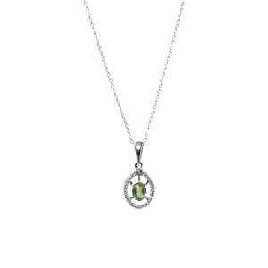 Parure de bijoux en argent 925 avec péridot pour femme, pendentif solitaire et boucles d'oreilles sertis clos, bijoux fins, vente en gros, idée cadeau - Product Image 3
