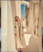 Robe longue en coton jacquard pour femmes, style bohème, col en V, fabriquée par un fabricant