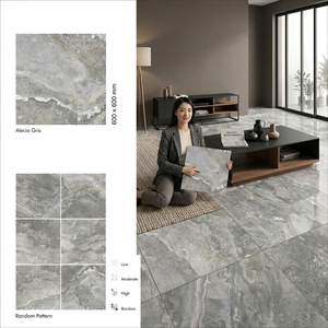 Carreaux de porcelaine polie Vistaar Alecia Gris 600x600mm, imitation métal mat 20mm, antidérapants, pour salle de bain, extérieur, villa, adhésifs GVT - Product Image 1