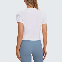 Camiseta Casual Blanca de Cuello Redondo y Manga Corta para Mujer, con Logotipo Personalizado, Bordado, Algodón y Poliéster, Ropa de Verano