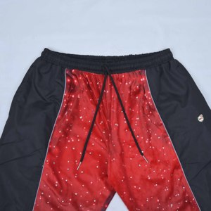 Red Dot Print Satin Harem <b>Pants</b> With Sequined Details Drawstring Waist Full Length Loose Fit Sporty Women <b>Summer</b> Wear with OEM - Product Image 3