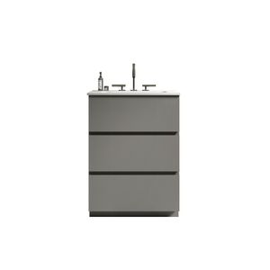 Mobile bagno moderno TIA da 24 pollici grigio con lavabo, 3 fori per rubinetteria, ampio spazio contenitivo, mobiletto da terra singolo - Product Image 1