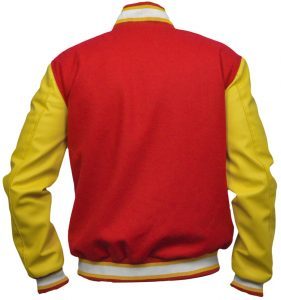 ผู้ผลิตแจ็คเก็ต Letterman สีชมพูสดแบบ OEM ODM ตัวเสื้อทำจากผ้าขนสัตว์ แขนเสื้อทำจากหนังสีดำ สไตล์วิทยาลัย - Product Image 6