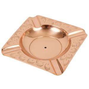 Cendrier carré en métal de qualité supérieure, finition argentée polie avec motif floral gravé orné, pour usage extérieur et domestique - Product Image 2