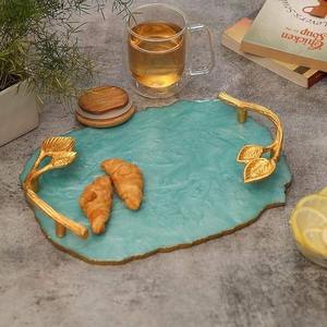 Bandeja Decorativa de Resina Epoxi para Decoración del Hogar, Bandeja de Servicio para Mesa de Centro, Bandeja Organizadora de Diseño de Mármol Hecha a Mano de Lujo - Product Image 4