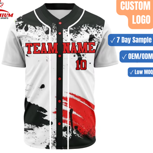 Maillot de baseball personnalisé sublimé, impression effet éclaboussures de peinture, nom et numéro de l'équipe, vente en gros - Product Image 1