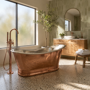 Bañera de Cobre Grabada a Mano, Bañera Independiente de Lujo, Decoración de Baño Vintage, Bañera de Cobre Sólido - Product Image 3