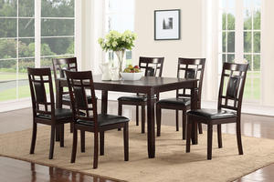 Juego de Muebles de Comedor Rectangular de Madera Maciza Moderna y Confortable para Banquetes, con Sillas Prácticas para el Hogar y Restaurante, 7 Piezas - Product Image 5