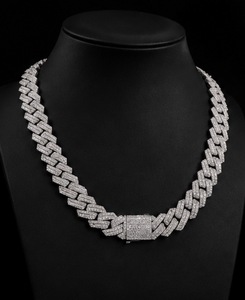 Collar de Cadena Cubana de Plata de Ley 925 con Moissanita, Corte Brillante, Simulación de Diamante, Estilo Hiphop, Unisex, para Uso Diario, Joyería Fina para Regalo - Product Image 2