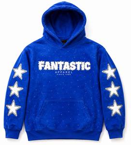 Sweat-shirt à capuche zippé en molleton bleu uni pour homme, coupe ample, style streetwear décontracté, tricoté 100% coton, vêtements d'hiver - Product Image 1
