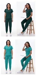 Conjunto de Uniforme Médico Tejido Unisex con Logotipo Personalizado, Pantalones Estilo Jogger Azul Turquesa, Top con Cuello en V, Uniforme Profesional de Enfermería para Hospital - Product Image 6