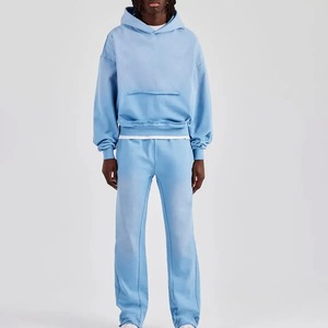 Conjunto Deportivo Unisex de Alta Calidad, Personalizado, de Poliéster/Algodón, Casual, Lavado Ácido, Transpirable, de Secado Rápido, para Otoño, con Sudadera con Capucha y Pantalones Deportivos - Product Image 1