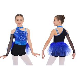 Costume de danse jazz pour filles de 6 à 16 ans, justaucorps à jupe en tulle, combinaison pour cours et spectacles, vente en gros de costumes lyriques - Product Image 2