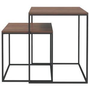 Ensemble de 2 tables basses noires et marron en bois d'ingénierie avec accents en fer - Product Image 3
