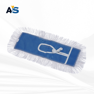 A&S Durable 5x16 White Dust <b>Mop</b> with Synthetic Acrylic Fibers Cut-End Design and Royal Blue Backing for Multi-Floor Cleaning - Product Image 1